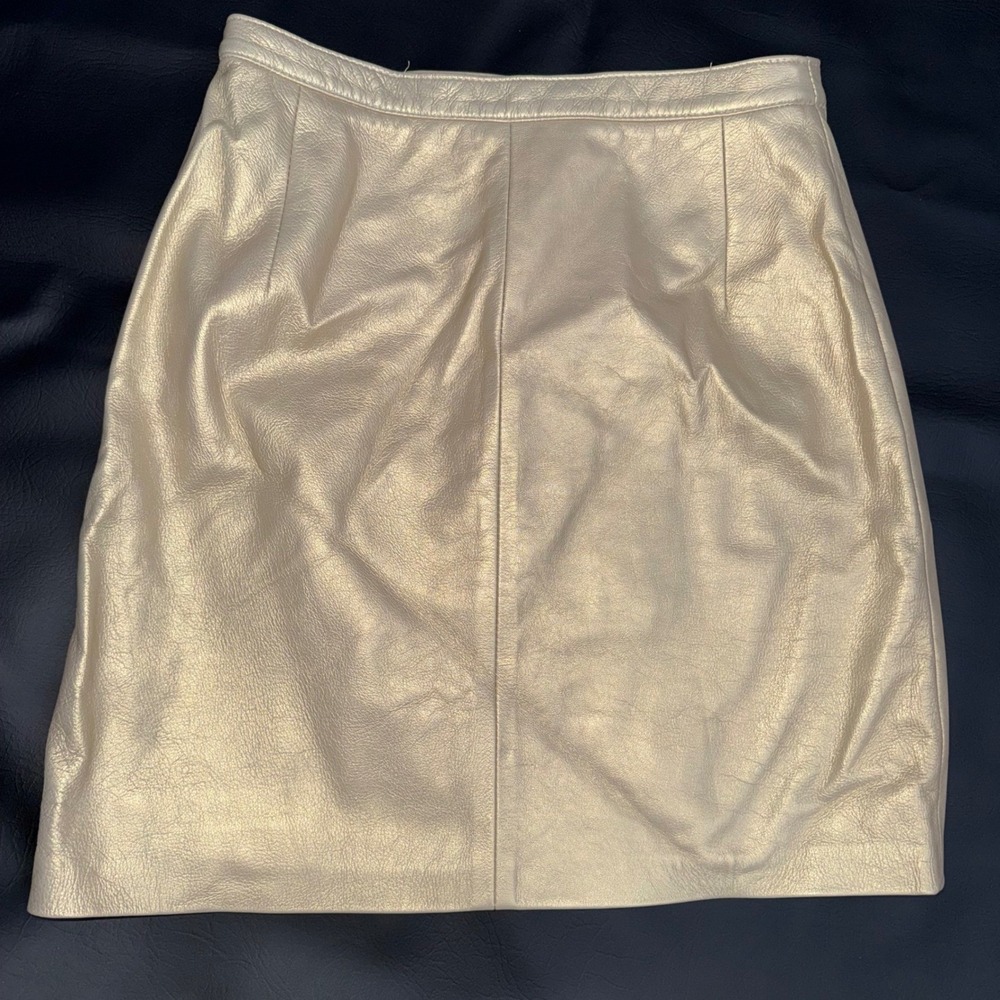 Rocco D'Amelio by DERO Vintage Metallic Gold Leather Mini Skirt Size 16 Made USA